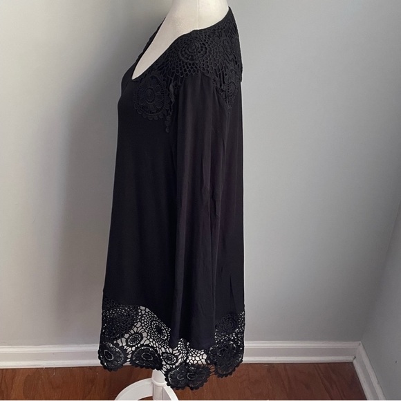Catherines Black Long Sleeve Tunic Dress with Lace Detail Size 14/16W - Picture 2 of 9